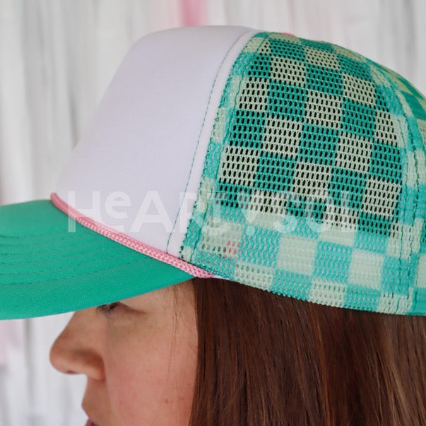 DEPOSIT ONLY - Two Toned Green Checkered Hat